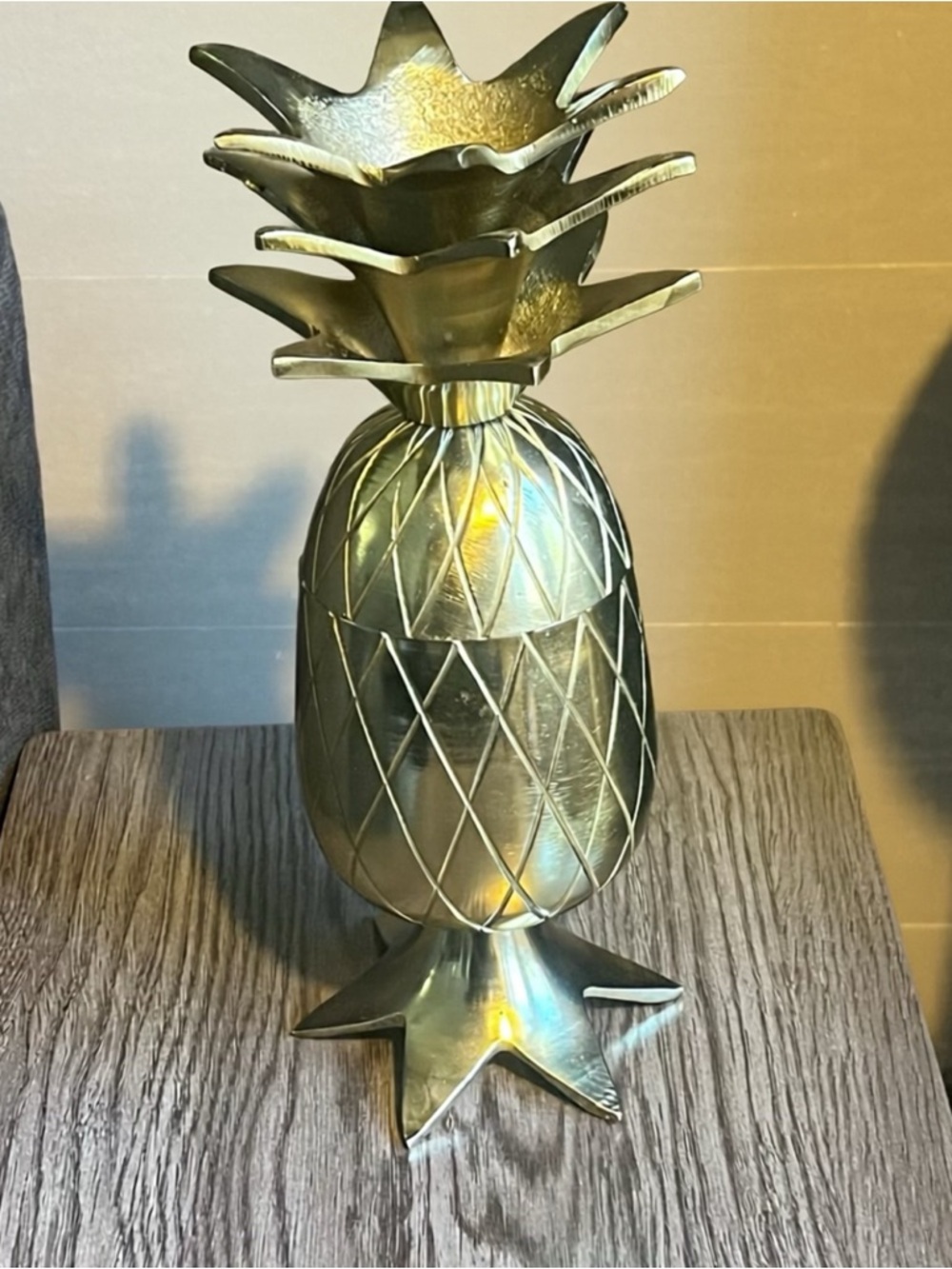 Vintage Brass Pineapple Lidded Container | Hollywood Regency | MCM Tropical 10”H